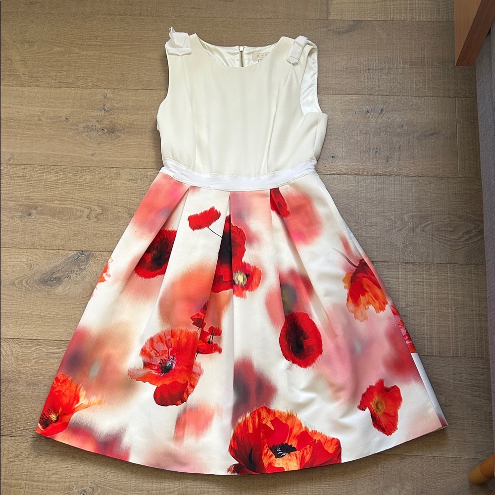 Ted Baker White and Red Floral Dress
